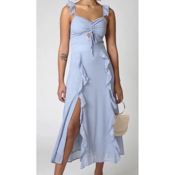 Cistar New York Dresses & Skirts - Cistar New York Baby Blue Tank Dress Ruffles Open Slits Size Small